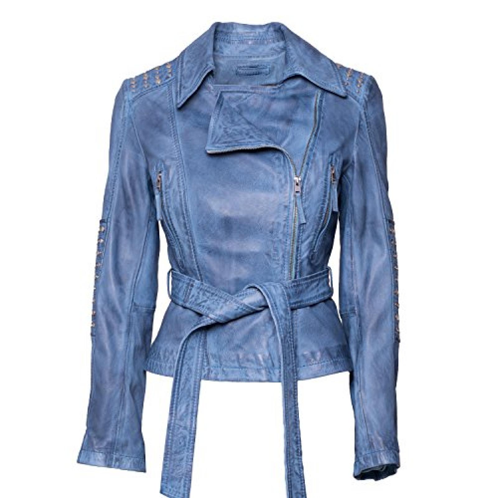 Jacke "Nizza" von MaraMahr aus weichem Lammleder für Damen in blau 